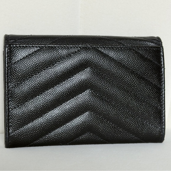 Saint Laurent CASSANDRE MATELASSÉ BLACK ENVELOPE WALLET GRAIN DE POUDRE LEATHER - Picture 5 of 12